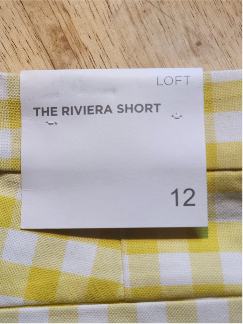 Women's LOFT The Riviera Shorts Size 12 Yellow White Gingham NWT - Picture 5 of 5